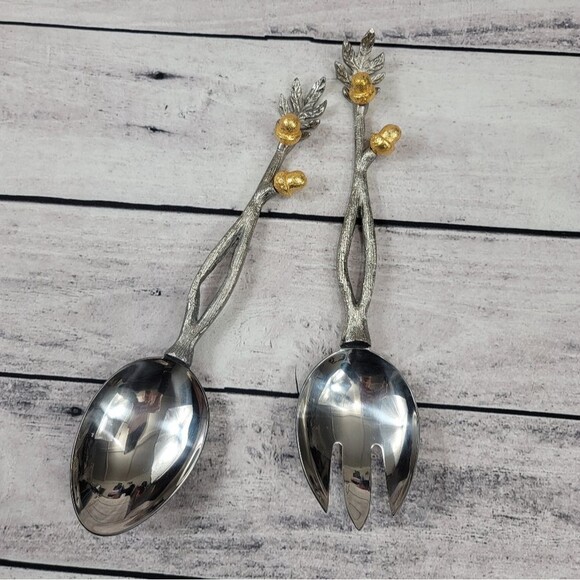 Acorn Branch Decorative Silver Serving Set - Picture 5 of 9